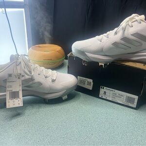 Adidas WOMENS Silver and White Softball Cleats